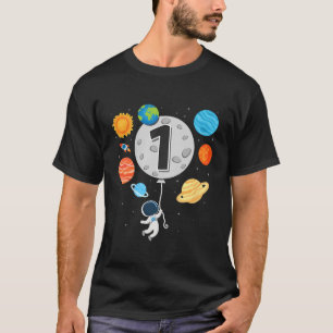 Camiseta Niños 1er Astronauta Planeta de globo de cumpleaño