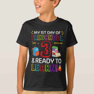 Camiseta Niños 1er día de preescolar Tengo 3 años y leo