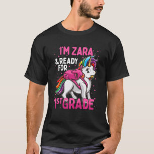 Camiseta Niños 1er Grader Unicorn Soy Zara y estoy listo pa