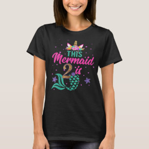 Camiseta Niños 2º Chica de cumpleaños Unicornio cola de sir