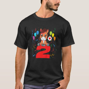 Camiseta Niños 2º Cumpleaños Caballo Globo Lindo Niños Niña
