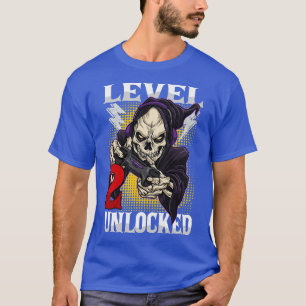 Camiseta Niños 2º Jugador de Cumpleaños Esqueleto Nivel 2 D