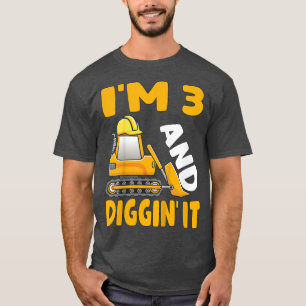 Camiseta Niños 3.ª excavadora de camiones de construcción d