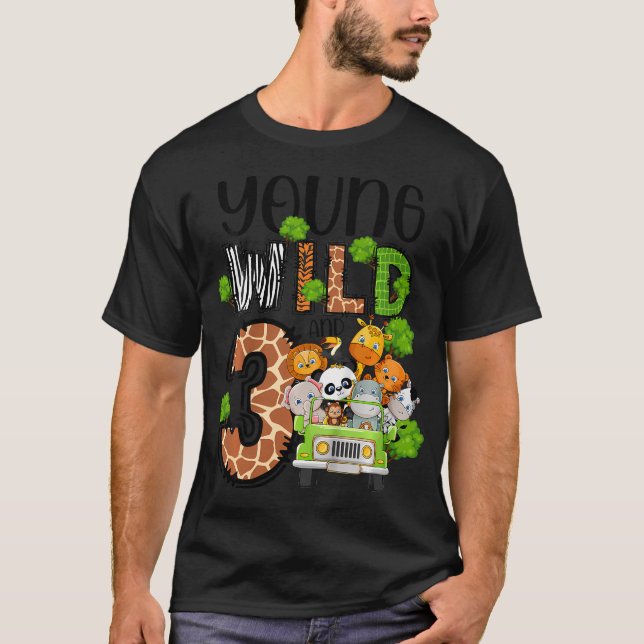 Camiseta Niños 3.ᵉʳ Nacimiento Niños Jóvenes Salvajes 3 Año (Anverso)