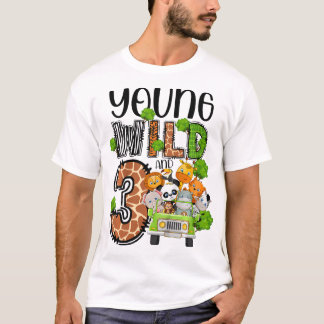 Camiseta Niños 3.ᵉʳ Nacimiento Niños Jóvenes Salvajes 3 Año