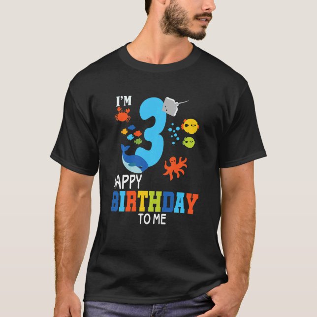 Camiseta Niños 3 años 3 cumpleaños feliz cumpleaños chicos  (Anverso)