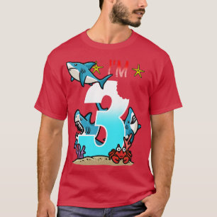 Camiseta Niños 3 años Tiburones de cumpleaños niños subacuá