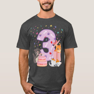 Camiseta Niños 3 Chica de cumpleaños lindo conjunto de gato