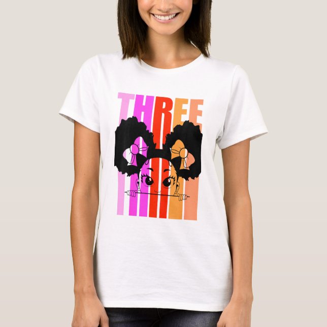 Camiseta Niños 3 cumpleaños Chica negro aguijón africano (Anverso)