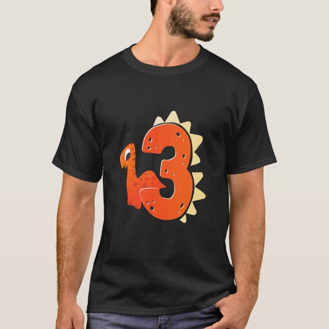 Camiseta Niños 3 cumpleaños Dinosaurio pre tema histórico B (Anverso)