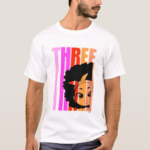 Camiseta Niños 3 Hoy Chica Negro Reina Retro 3 pelo afro
