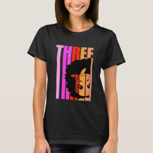 Camiseta Niños 3 Hoy Chica Negro Reina Retro 3 pelo afro