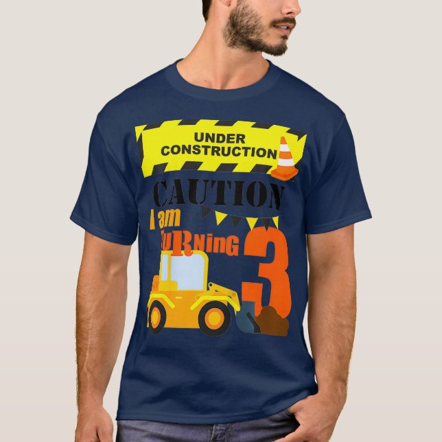 Camiseta Niños 3er Camión Temático Excavadora de Cumpleaños (Anverso)