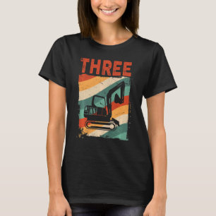 Camiseta Niños 3er cumpleaños Excavadora Retro Construcción