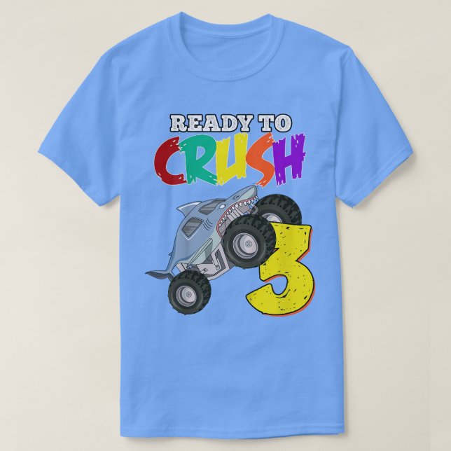 Camiseta Niños 3er cumpleaños Monstruo de niños de 3 años R (Diseño del anverso)