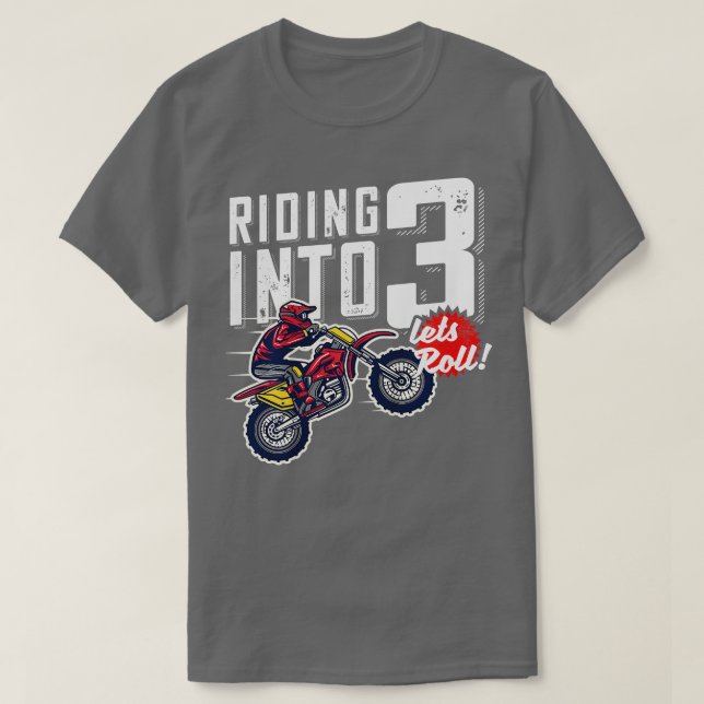 Camiseta Niños 3er cumpleaños Motor Cross Dirt Bike Birthda (Diseño del anverso)