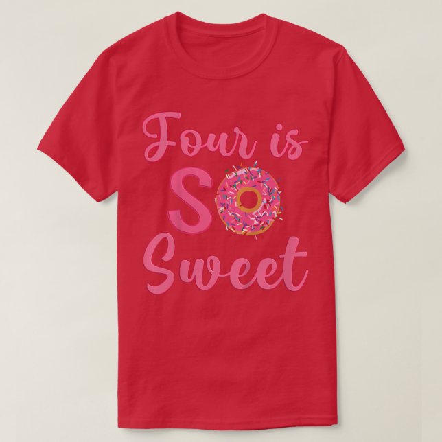 Camiseta Niños 4ª fiesta de cumpleaños de Donut Dulce de cu (Diseño del anverso)