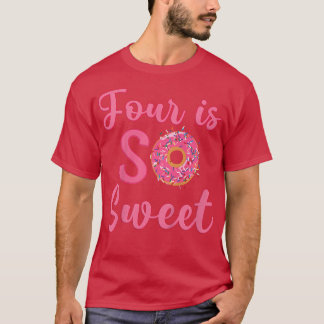 Camiseta Niños 4ª fiesta de cumpleaños de Donut Dulce de cu