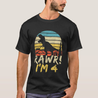Camiseta Niños 4º cumpleaños Dinosaur Rex Rawr Iu2019m 4 Ye