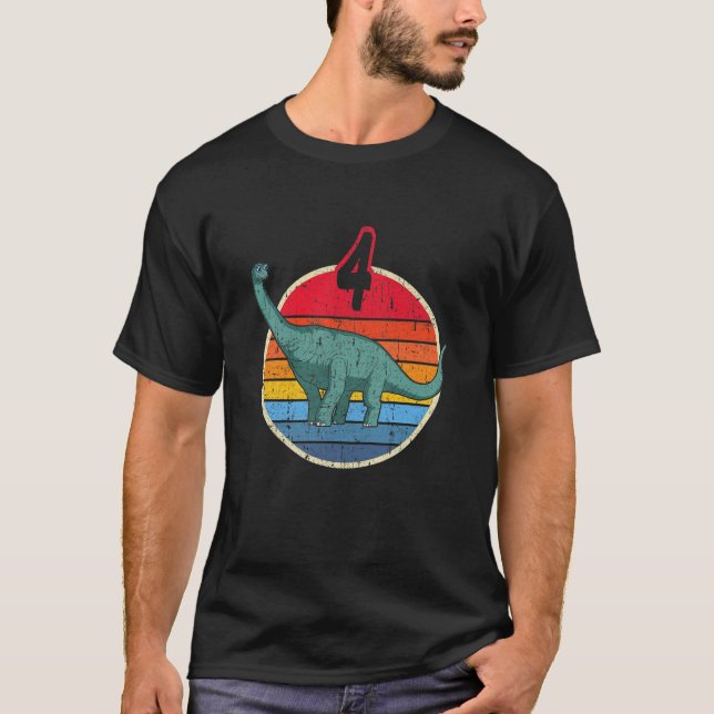Camiseta Niños 4.º Cumpleaños I Brachiosaurus Diplodocument (Anverso)