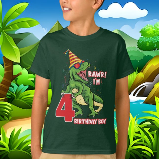 Camiseta niños 4.º dinosaurio de cumpleaños (Subido por el creador)