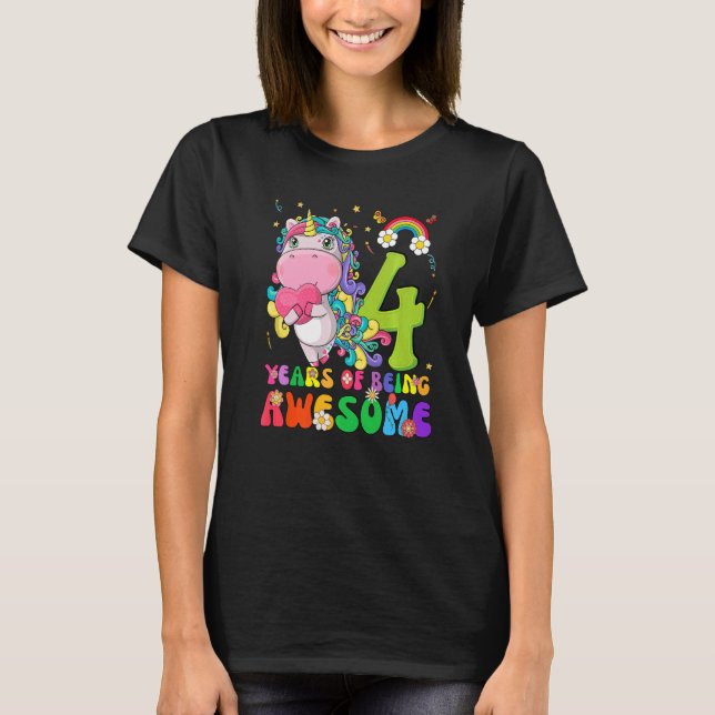 Camiseta Niños 4 años Chica de cuarto cumpleaños Princesa U (Anverso)