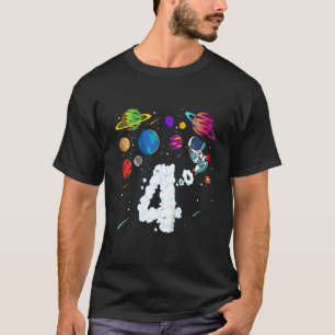 Camiseta Niños 4 años cuarto cumpleaños espacio Astrona