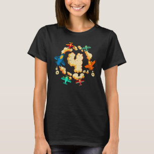 Camiseta Niños 4 aviones de cumpleaños Niños Chicas de 2 añ
