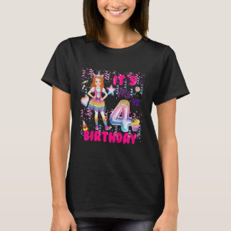 Camiseta Niños 4 Chicas de cumpleaños 4 años Red Haired 4 D