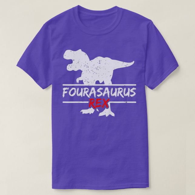 Camiseta Niños 4 cumpleaños Dinosaurio I Funny Fourasaurus  (Diseño del anverso)