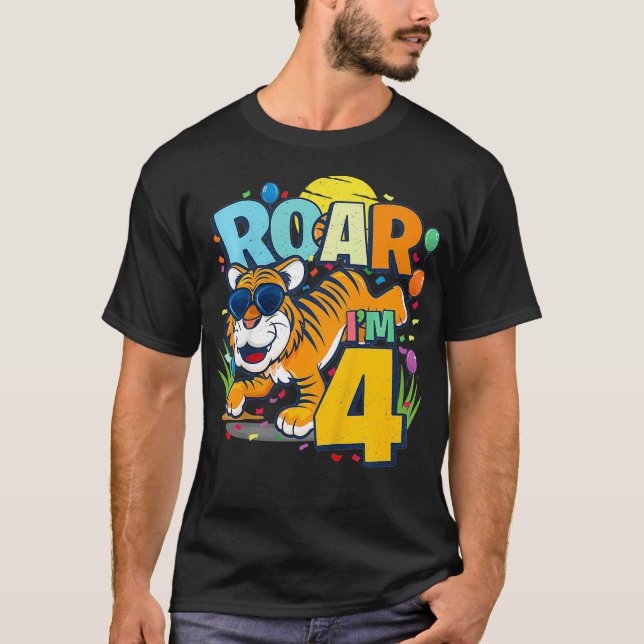 Camiseta Niños 4 cumpleaños ROAR IM 4 años Tigre (Anverso)