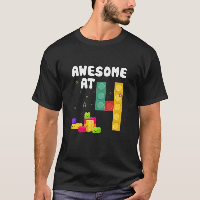 Camiseta Niños 4 Edificios De Cumpleaños Ladrillos Impresio (Anverso)