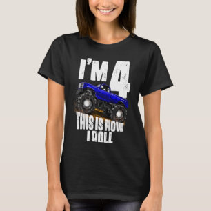 Camiseta Niños 4 Monstruo de niños de cumpleaños regla de c
