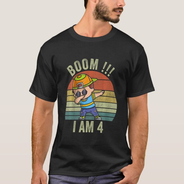 Camiseta Niños 4th Birthday Boy Boom Iu2019m Bir de 4 años (Anverso)