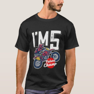 Camiseta Niños 5ª Cruz De Motor De Cumpleaños, Bicicleta Su