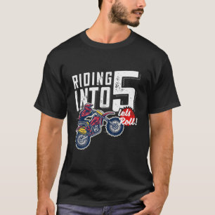 Camiseta Niños 5ª Cruz De Motor De Cumpleaños, Bicicleta Su