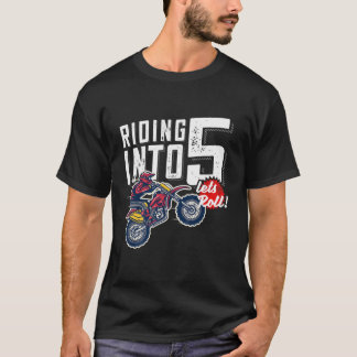 Camiseta Niños 5ª Cruz De Motor De Cumpleaños, Bicicleta Su