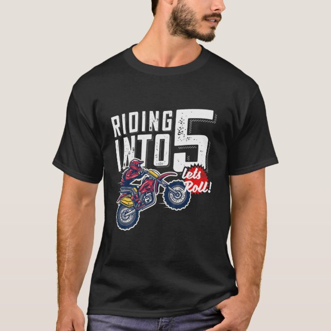 Camiseta Niños 5ª Cruz De Motor De Cumpleaños, Bicicleta Su (Anverso)