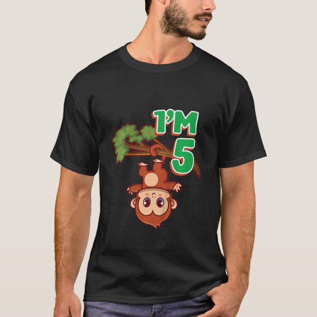 Camiseta Niños 5ª fiesta de cumpleaños 5 años Monkey Ape Zo (Anverso)