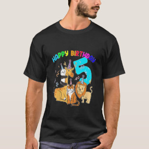 Camiseta Niños 5º cumpleaños 5 años Animales infantiles