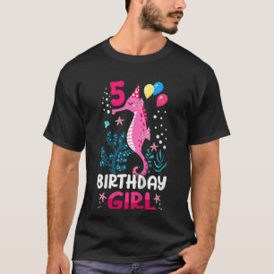Camiseta Niños 5º cumpleaños Chica Seahorse Ocean Birthday 