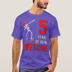 Camiseta Niños 5º cumpleaños Dabbing Skeleton Skateboard 5