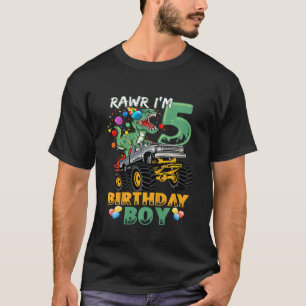 Camiseta Niños 5º cumpleaños Dinosaurio Rex Mons de 5 años