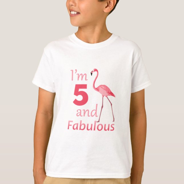 Camiseta Niños 5º cumpleaños flamenco rosa (Anverso)