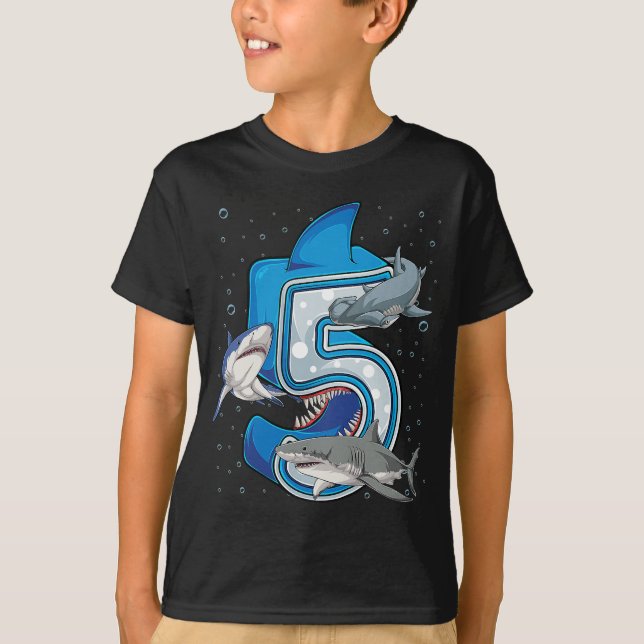 Camiseta Niños 5º cumpleaños Tiburón 5 años Antártico  (Anverso)