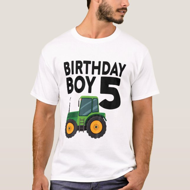 Camiseta Niños 5º Tractor De Granja De Cumpleaños De Cinco  (Anverso)