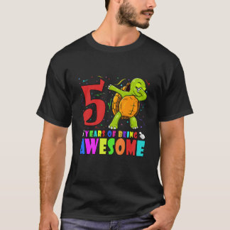 Camiseta Niños 5.ª Fiesta De Cumpleaños Tortuga De Dabbing 