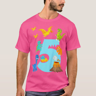 Camiseta Niños 5.º Nacimiento Ropa De Dino - Cinco Años