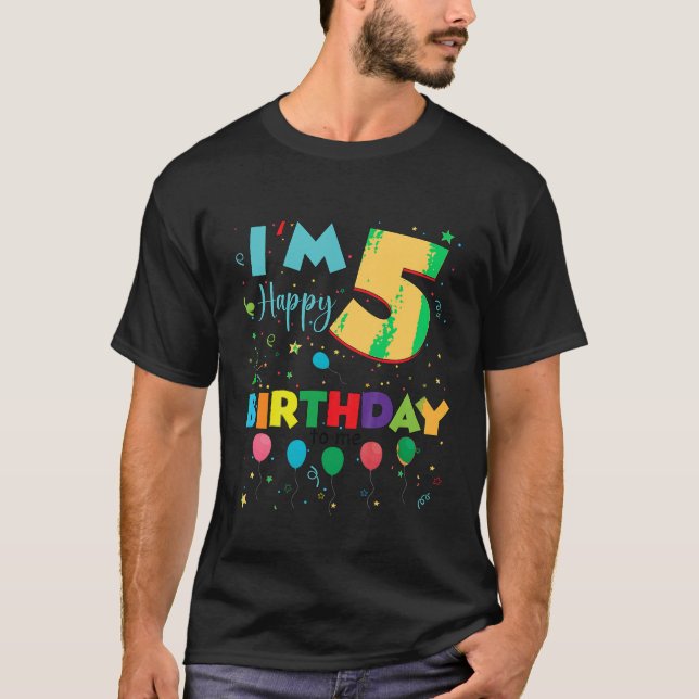 Camiseta Niños 5 5 años 5 cumpleaños feliz cumpleaños chico (Anverso)
