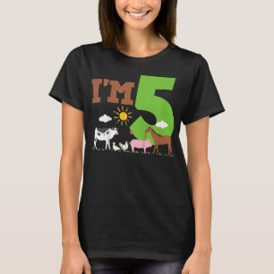 Camiseta Niños 5 Animales de granja de cumpleaños cinco ani